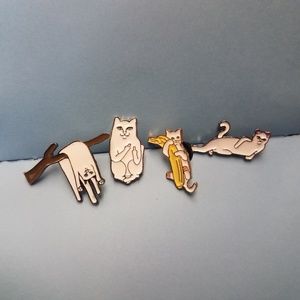 Middle Finger Cat Enamel Pins Bundle